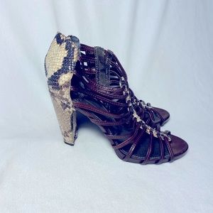 Lisa Paola Brown  snake skin heel sandals